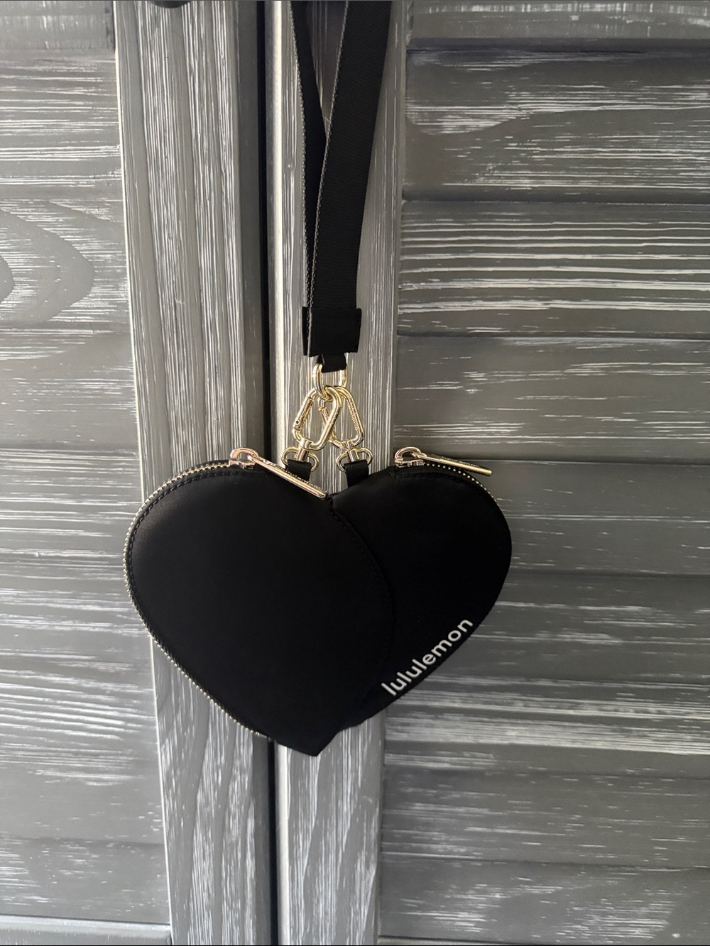 lululemon athletica Black Heart Mini Crossbody with Gold Hardware
